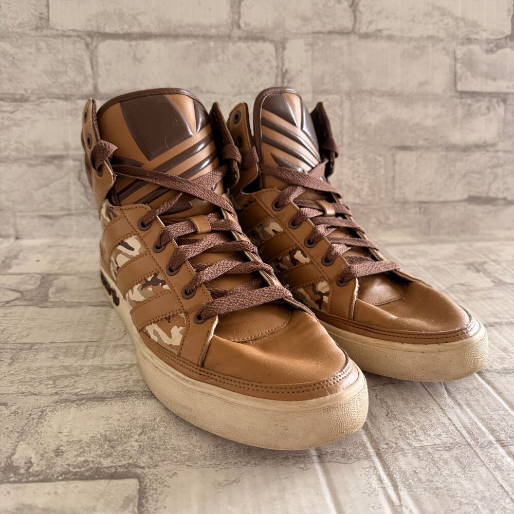 Rare Adidas G66211 Originals Hi Top Men's Brown Camo Athletic Mens Sneakers 11.5